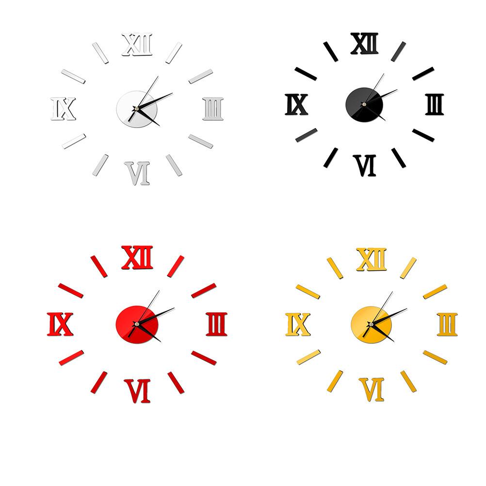 Modern Large 3D Frameless Acrylic Wall Clock Mirror Surface Effect for Home Living Room Bedroom Decoration Gift серебряный