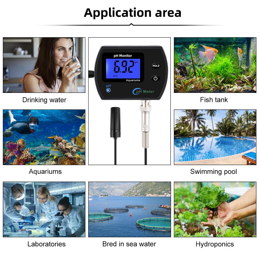 PH Temperature Meter Digital Multi-Parameter Water Tester Accurate Wall Mounted Online Hydroponics Tool for Aquariums Fish Tank