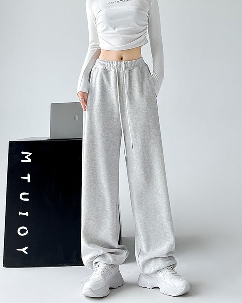MTUIOY Long Dance Loose Solid Korean Style Women's Pants, Tracksuit, Sportswear, Pants, Yoga, Running, Fit, Color, Breathable, - Bgray-L