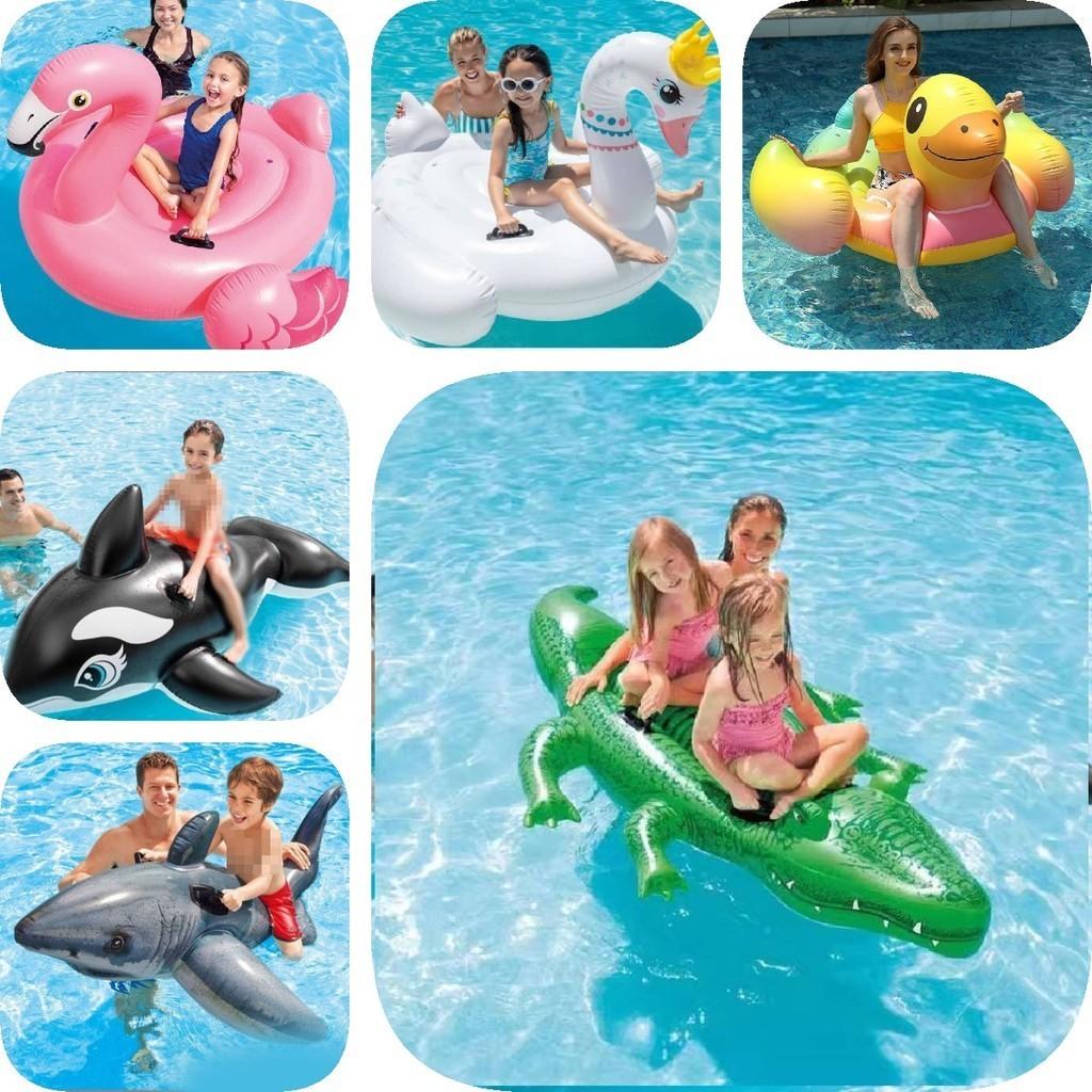Intex Pvc Inflatable Ride-on Animal Swim Floats For Kids And Adults With Fun Designs