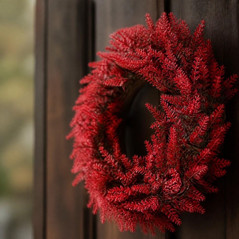 Bright Red Christmas Wreaths Purely Handmade Christmas Hanging Garland Outdoor Door