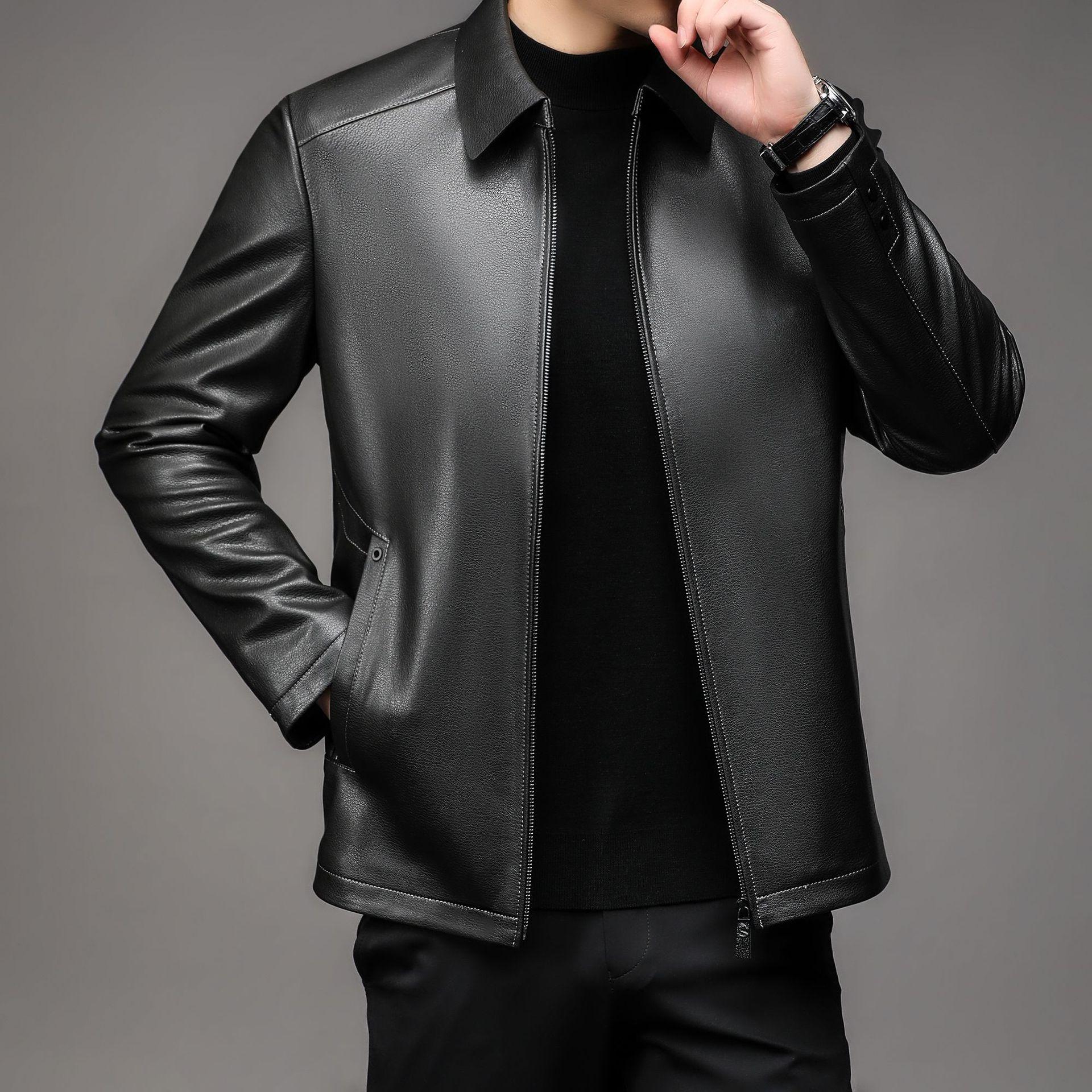 

Новая куртка из натуральной кожи для мужчин с лацканами из козьей кожи, зимняя куртка из утолщенной бархатной кожи для мужчин среднего и пожилого возраста, пальто для папы 190