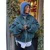 Women Zipper Leather Bomber Jackets Coats Oversized Contrast Stitch Lapel Long Sleeve Jacket Motorcycle Autumn Outwear Tops
