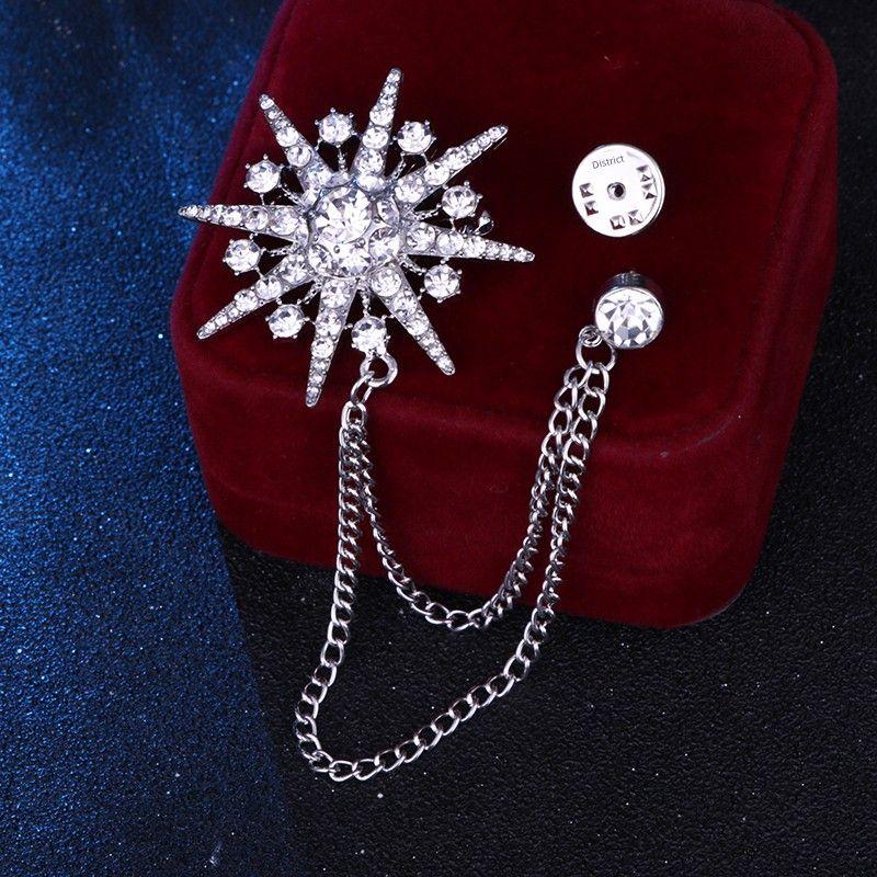 Luxury Gold Plated Men Chain Sun-star Women Brooch