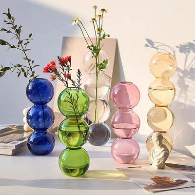 Nordic Glass Bubble Vase - Clear Hydroponic Planter for Home Desk Decor, Cute Simple Gift Idea & Flower Arrangement Decoration