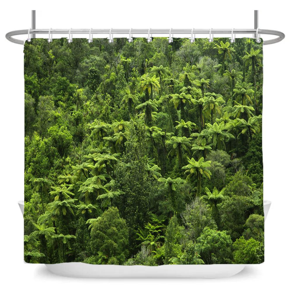3D Shower Curtain Nature Forest Waterfall Landscape Bathroom Curtains Waterproof Fabric With Hooks Home Decoration Bath Curtain