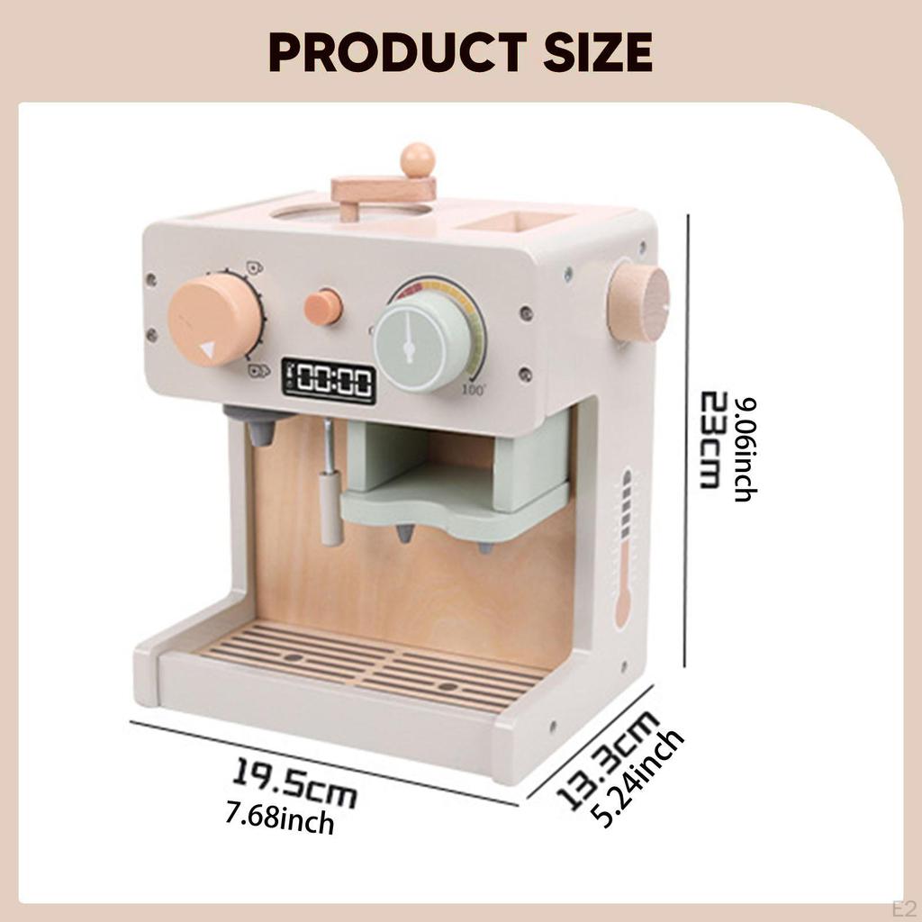 Wooden Coffee Maker Playset Pretend Dessert Afternoon Tea Role Play Machine Miniature Bread