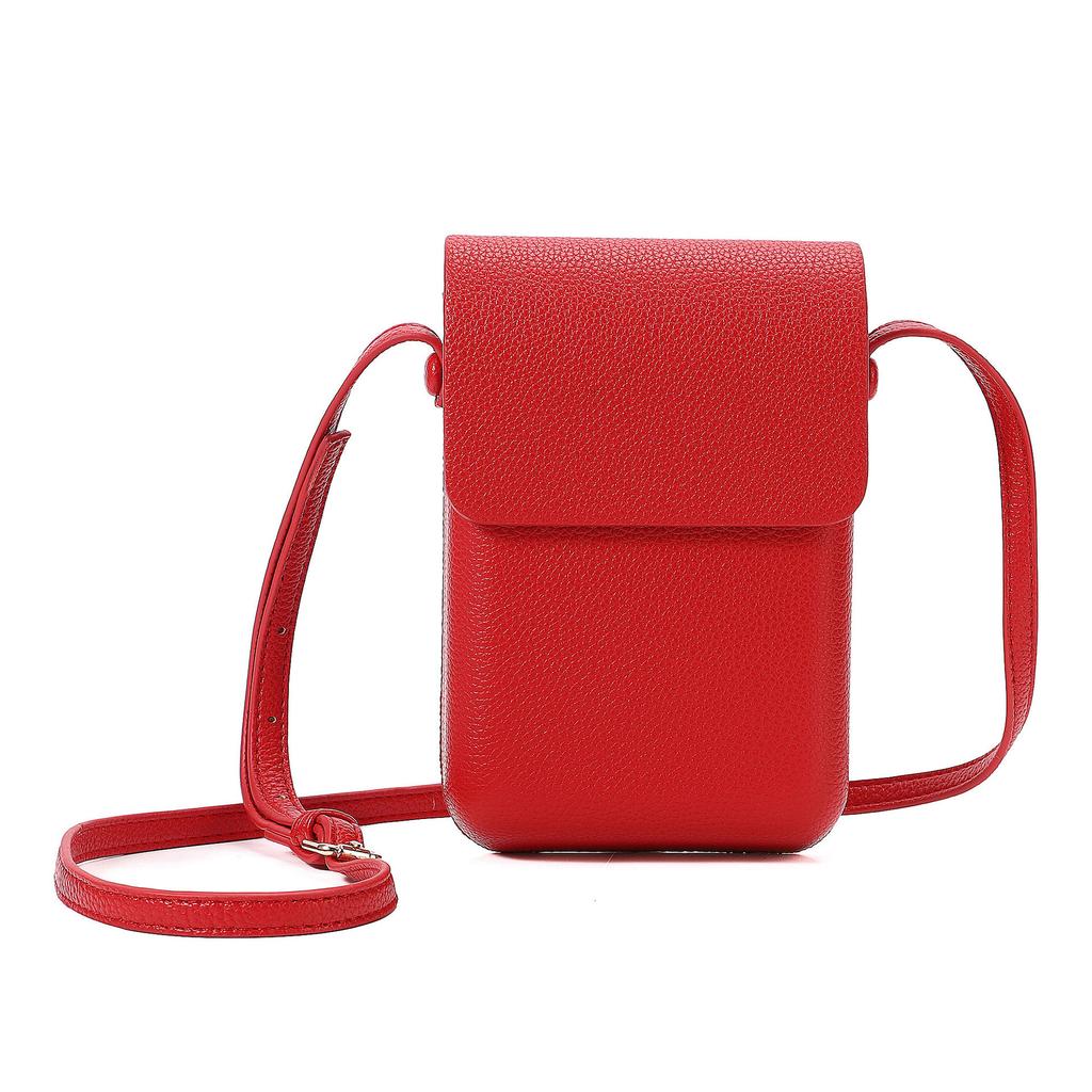 Retro High-End Lychee Pattern Vertical Mobile Phone Bag Women'S Fashion Versatile And Lightweight Single Shoulder Crossbody Small Square Bag
