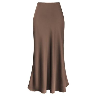Spring and Summer Women's High Waist Cocktail Prom Skirt Women's Elegant Temperamental Satin Pleated Long Skirts Chic Maxi Skirts