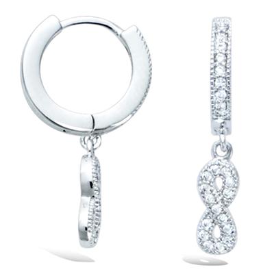 [R1531] - Silver Hoop Earrings 'Infini' Silver White (rhodium-plated) - 12 Mm - 9x4 Mm