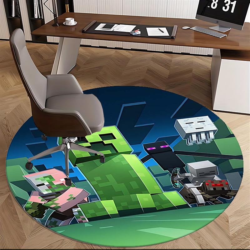 Minecraft Character Chair mat Round Rug Office carpet, Non slip, Suitable for Living Rooms, Bedrooms Decor 1205549a