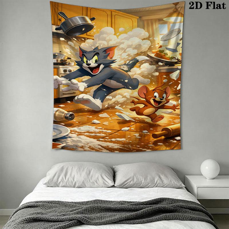 Tom and Jerry B Wall Hanging Printed Fabric Blanket Decorative Tapestries for Bedroom Living Room Home Decor