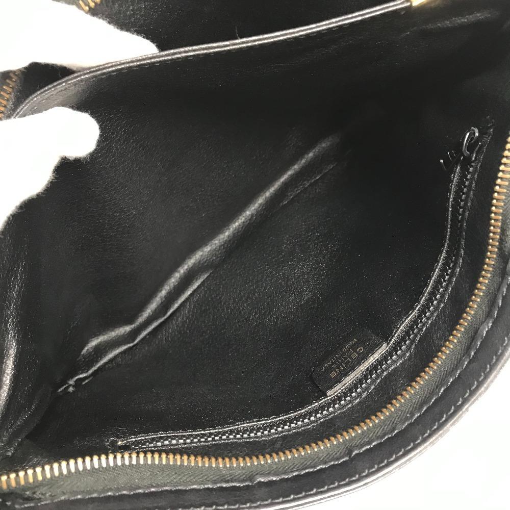 CELINE vintage logo Cluch Bag Bag Pouch Clutch bag Leather Black