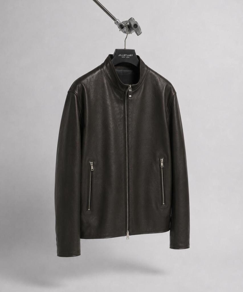 JILLSTUART NEWYORK MEN [Italy] Lambskin Band Neck Trucker Jacket - Black (Jnju6C053Bk)