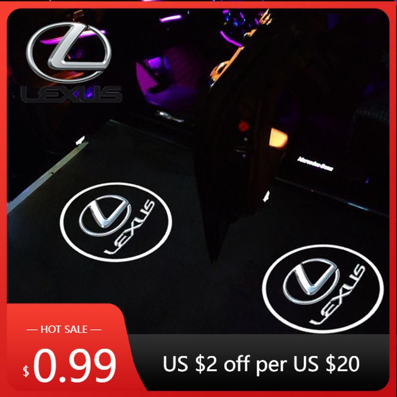 BJYL6 Interior Stickers 2Pcs LED Welcome Lights Car Door Emblem Projector Lamp For Lexus F SPORT GX LC RZ IS CT GS RC HS SC TX LBX ES