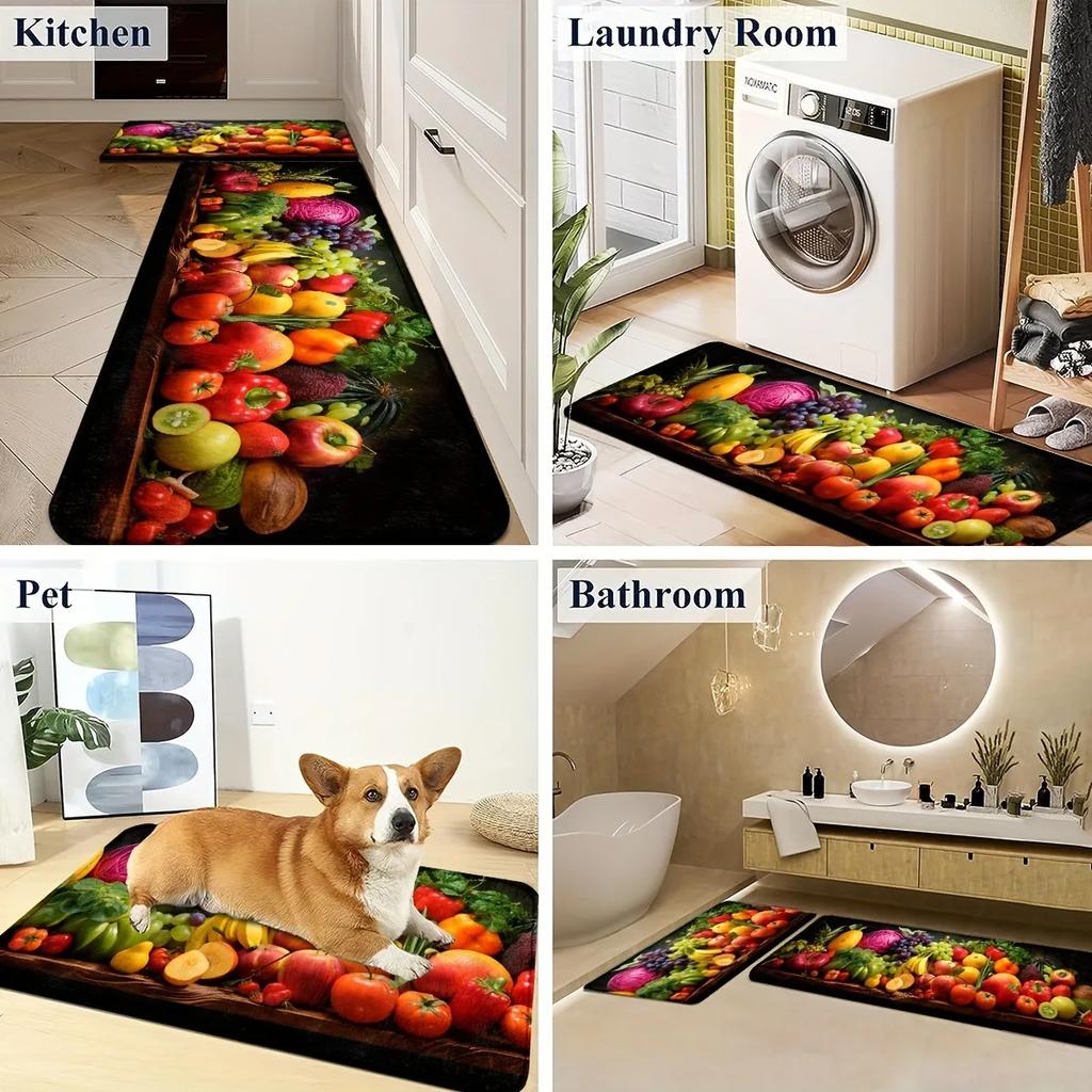 1PC Vegetables pattern Kitchen Rugs Non-Slip Door Mats Pop design Living room Rugs Bath Mat Carpet for Home Sink Laundry Decor