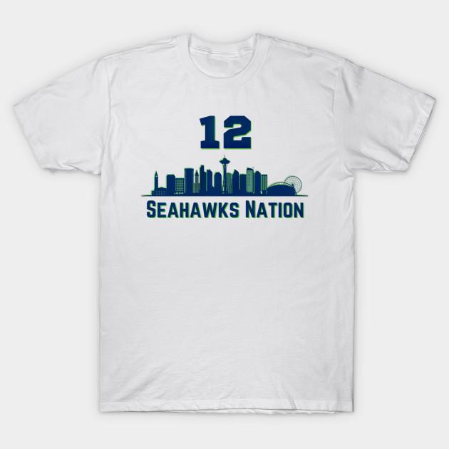 Herren Schwarzes Print-T-Shirt Seahawks Nation Go Hawks - Khasabila #92 No-Cut Transferpapier Druck Baumwoll-T-Shirt