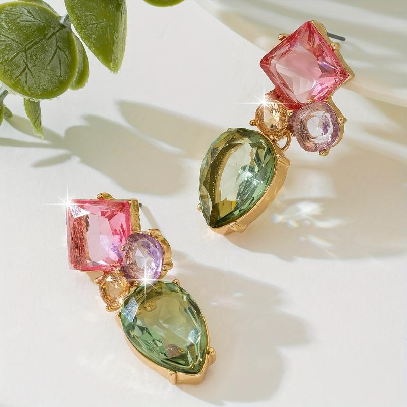 Fashion Personality Girl Rhinestone Water Drop Dangle Earrings Women'S Elegant Temperament Jewelry Accessories