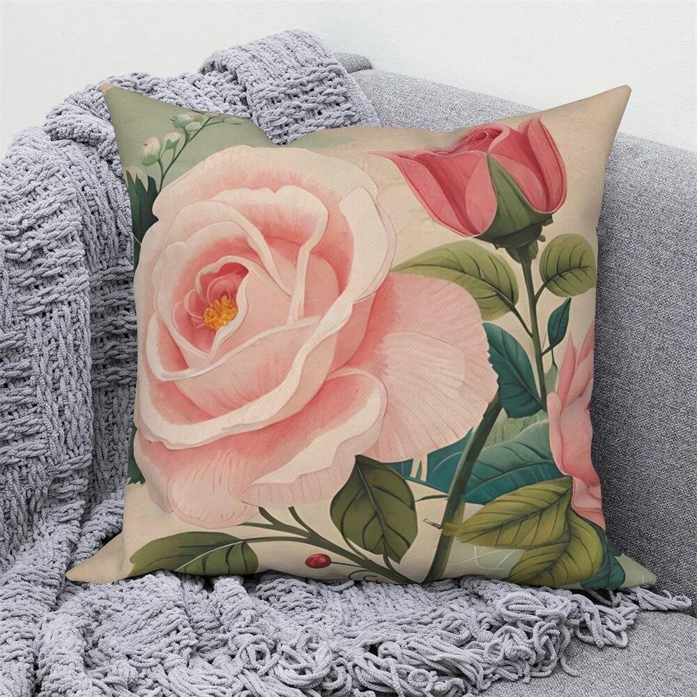 

Розовая наволочка с цветочным принтом, домашний декор, наволочка для дивана, автомобиля 40x40cm