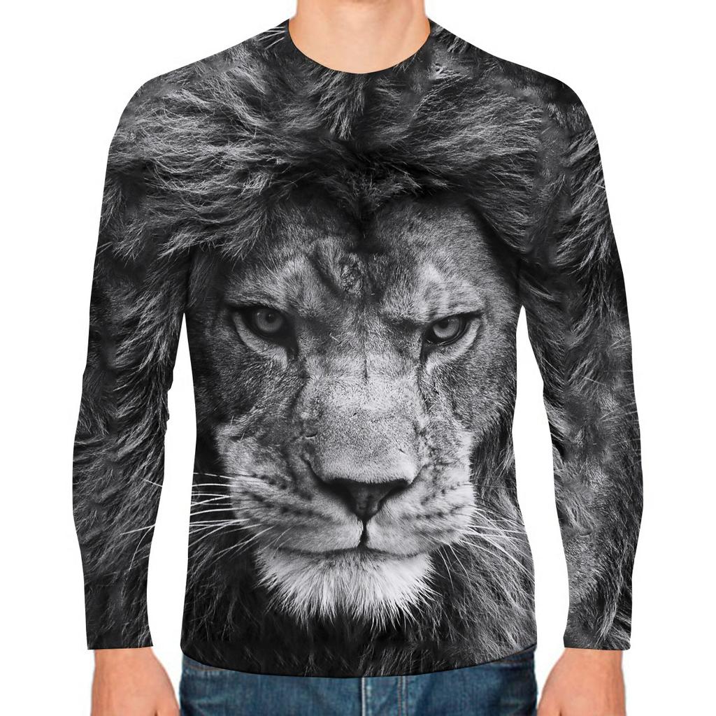God Christ Jesus And Lion 3D Print Men's T-shirts Autumn O-Neck Long Sleeve Cotton Street Loose Tops Tees Oversized T Shirts 5XL