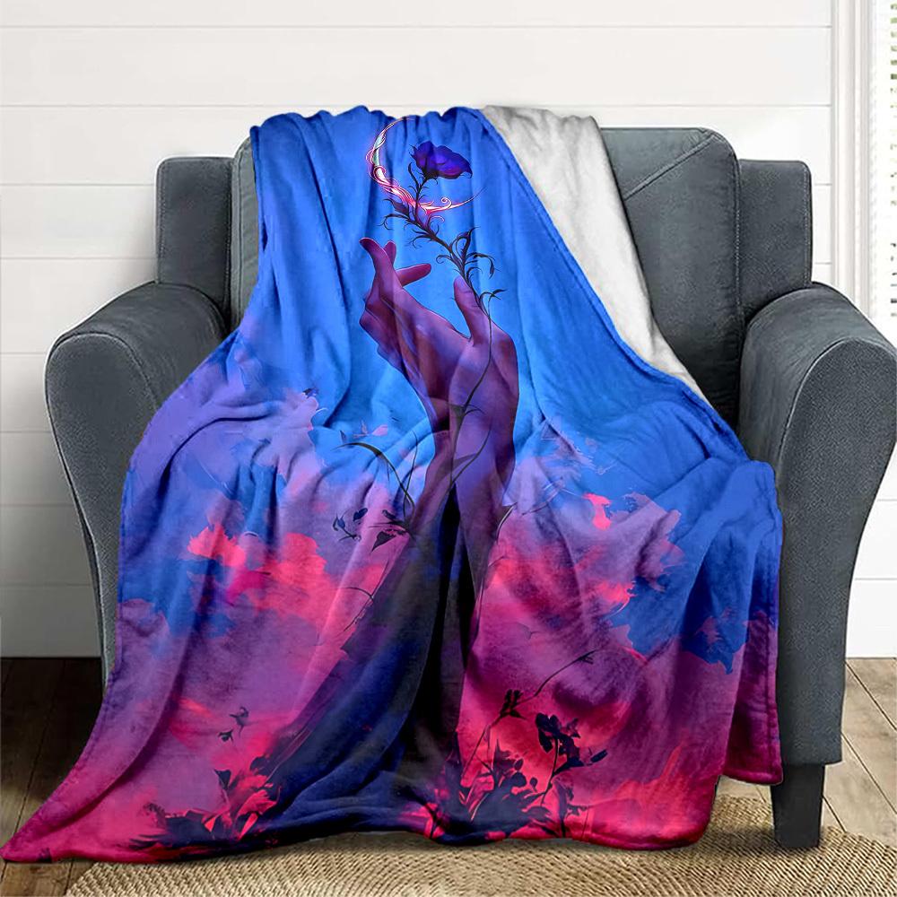 1pc Glowing Bloom Blanket, Lightweight Flannel Throw Blanket for Sofa, Bed, Travel, Camping, Living Room, Office, Couch, Chair, and Bed