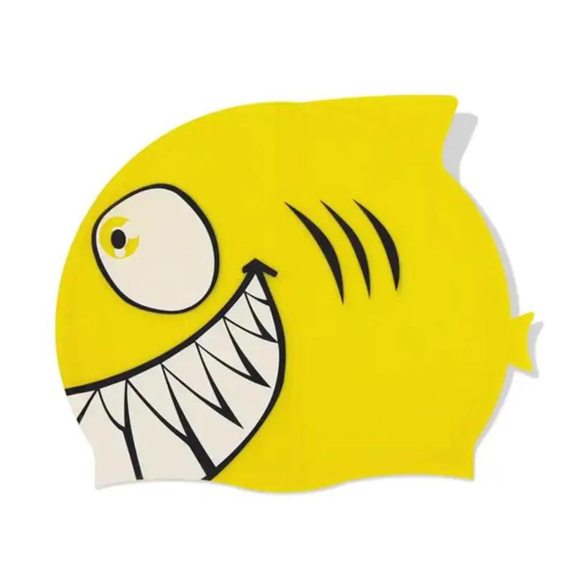 Cartoon Children's Silicone Swim Caps Waterproof Bathing Hats for Kids and Toddlers with Long or Short Hair for Boys and Girls