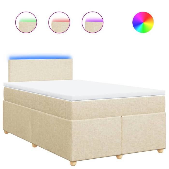 VidaXL Sommier à lattes de lit avec matelas Crème 120x200 cm Tissu 3288945