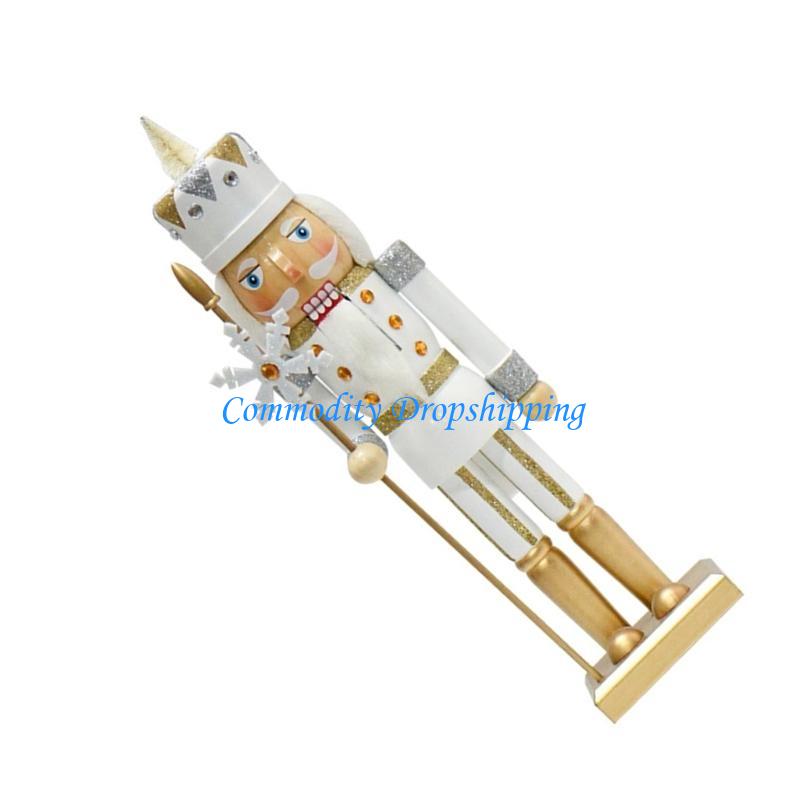 Y5JC Gold Snowflake Nutcrackers Ornament 36cm Festival Tabletop Christmas Decoration China Mainland