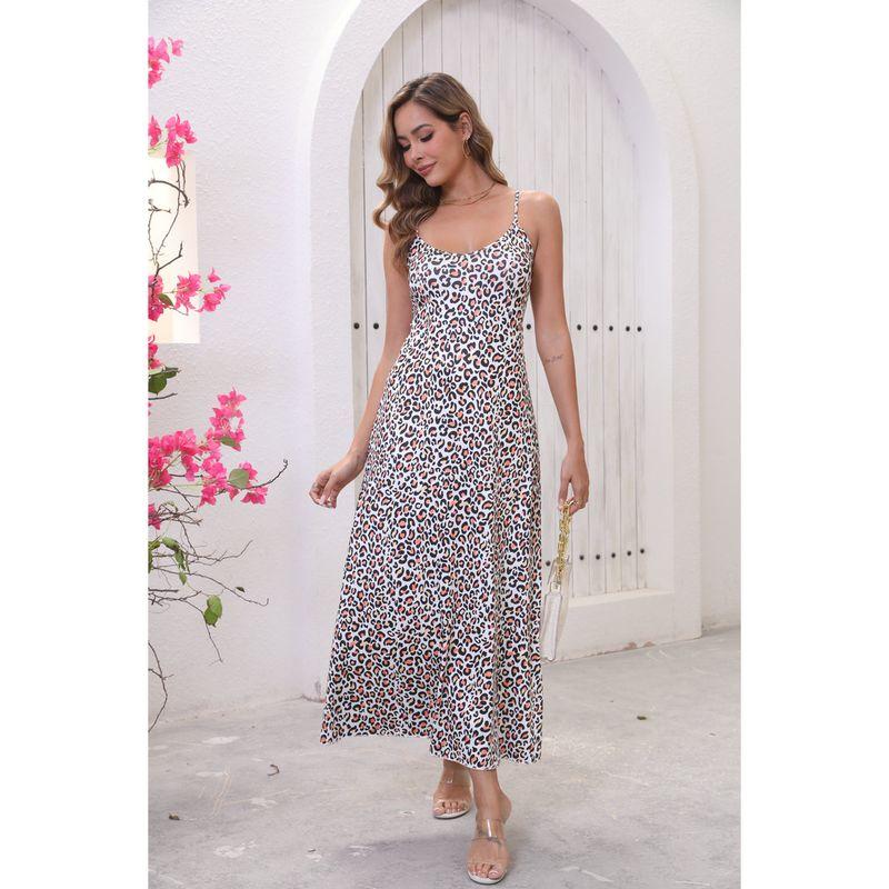 

Модное Изящное и Модное Клетчатое Новая Тенденция Интернет-Знаменитое Леопардовый Принт V-образный вырез Халтер Без спины Сексуальное Платье на бретелях Leopard print S