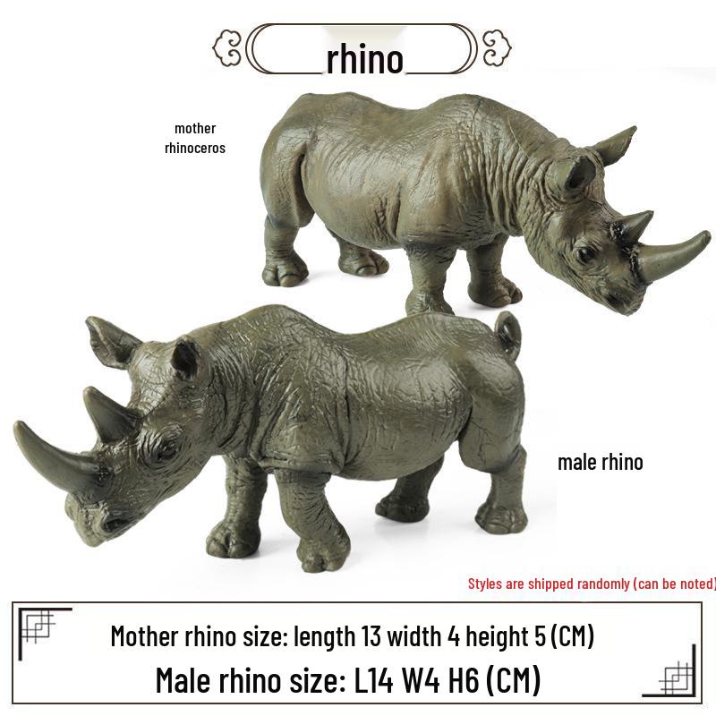 Wild Safari Animal Figurines: Giraffe, Elephant, Rhinoceros, Brown Bear, Tiger, Lion, Leopard, Hippopotamus - Solid Cognitive Toys