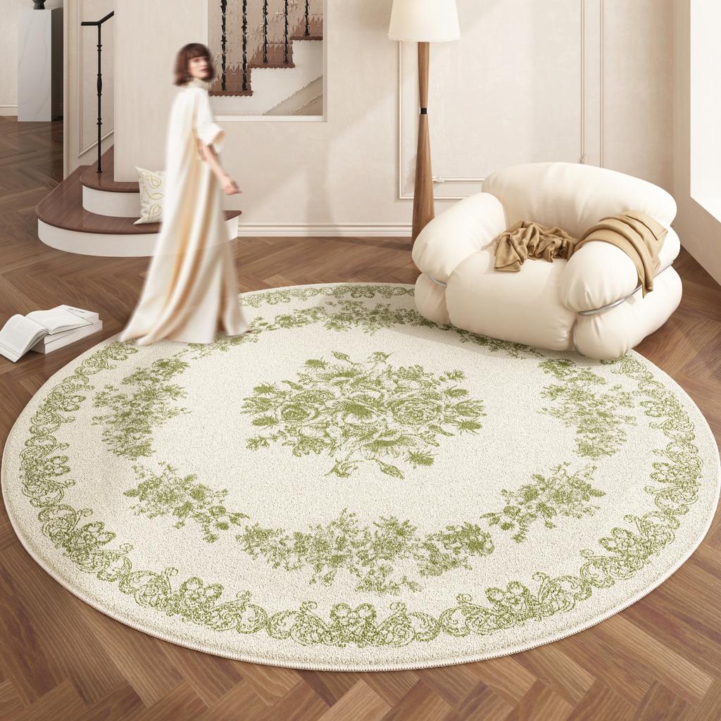 Teppiche im europäischen Stil für Schlafzimmer Zuhause Flauschige weiche Bodenmatte Verdicken Plüsch Wohnzimmer Dekoration Runder Teppich Waschbarer Lounge-Teppich