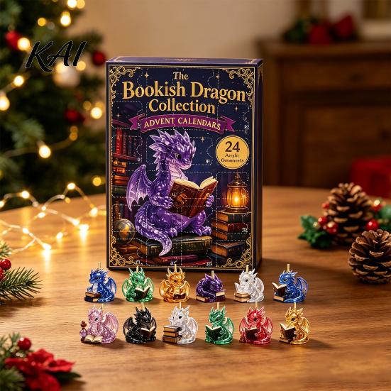 Dragon Fan Collection Christmas Advent Calendar 2026, 2D Flat Acrylic Ornaments, 24 Days Countdown Gift Box for Kids, Fantasy Lovers Themed