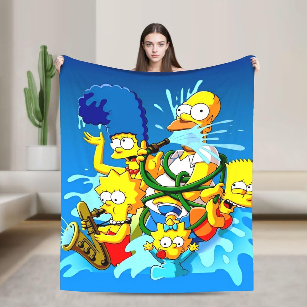 Super Warm Blanket Decorative The Simpsons Cartoon Throw Blanket Flannel Bedspread For Couch Chair Fluffy Sofa Bed Cover