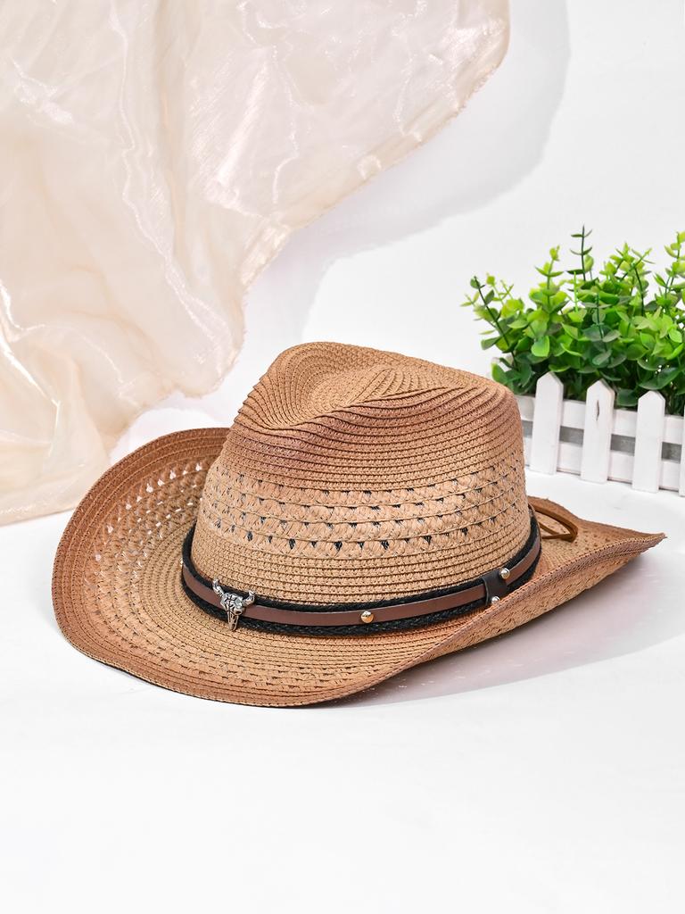 New Western Cowboy Straw Hat Retro Straw Hat Fashion Jazz Hat Top Hat