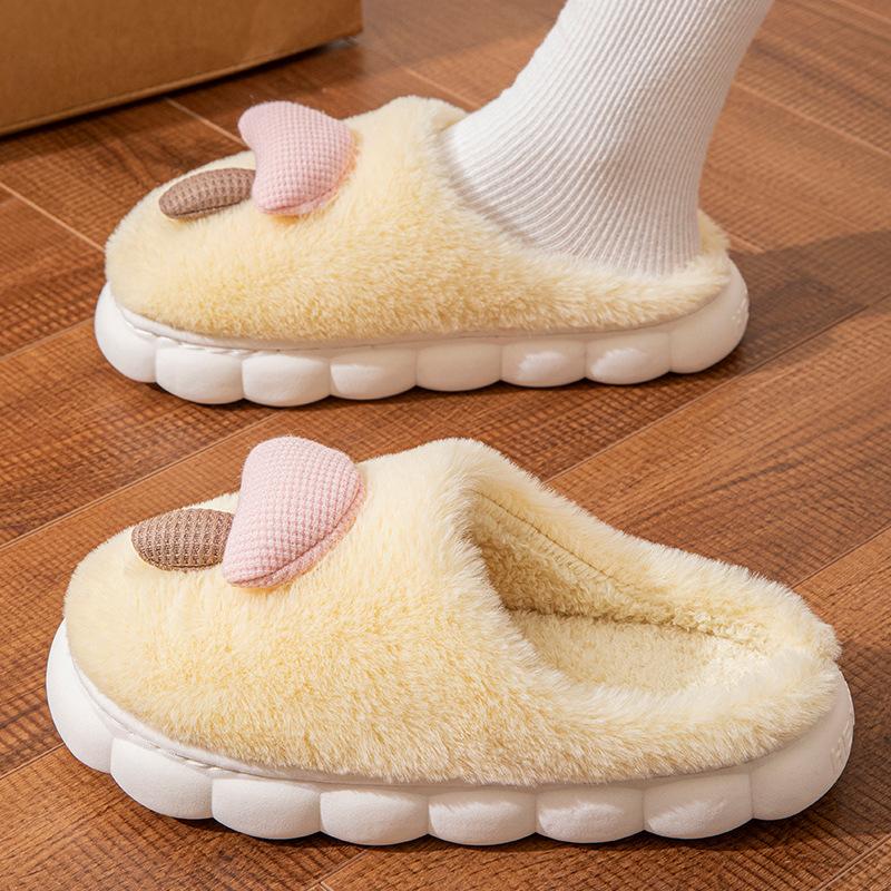 Cotton slippers home autumn and winter mushroom cotton shoes warm and non-slip wool slippers piled cotton drag couple home shoes