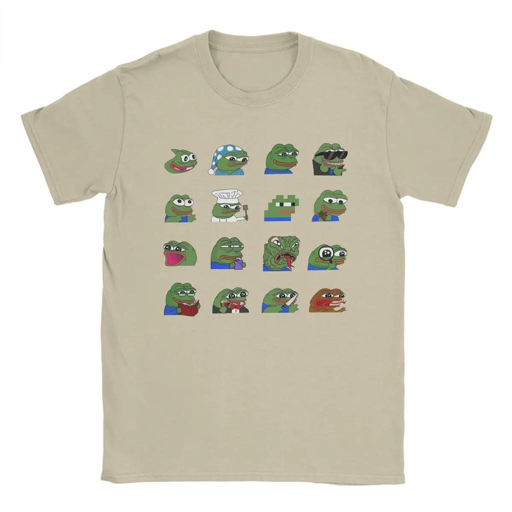 Pepe Peepo Variety Set Men T Shirt Fun Tees Short Sleeve Crewneck T-Shirts Pure Cotton Graphic Tops