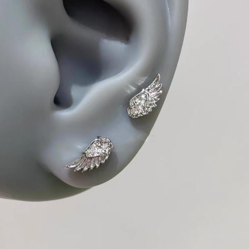 Stainless Steel Spherical Inlaid Zircon Stud Earrings Personalized Spiral S-Shaped Earrings for Women's Daily Jewelry Wear