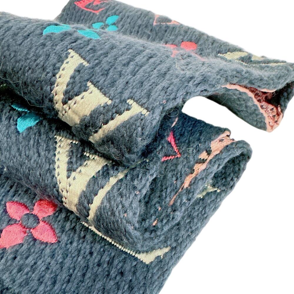 LOUIS VUITTON M70899 Rainbow Monogram wool Escalp Logo Mania Scarf Navy wool Used