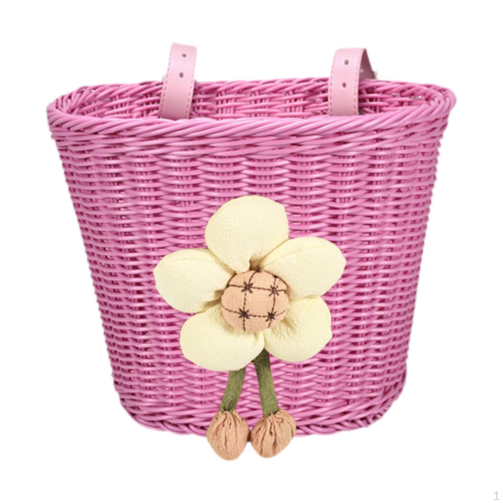 

Дитячий кошик для велосипеда, ручна робота зі шкіряними ремінцями PU Pink