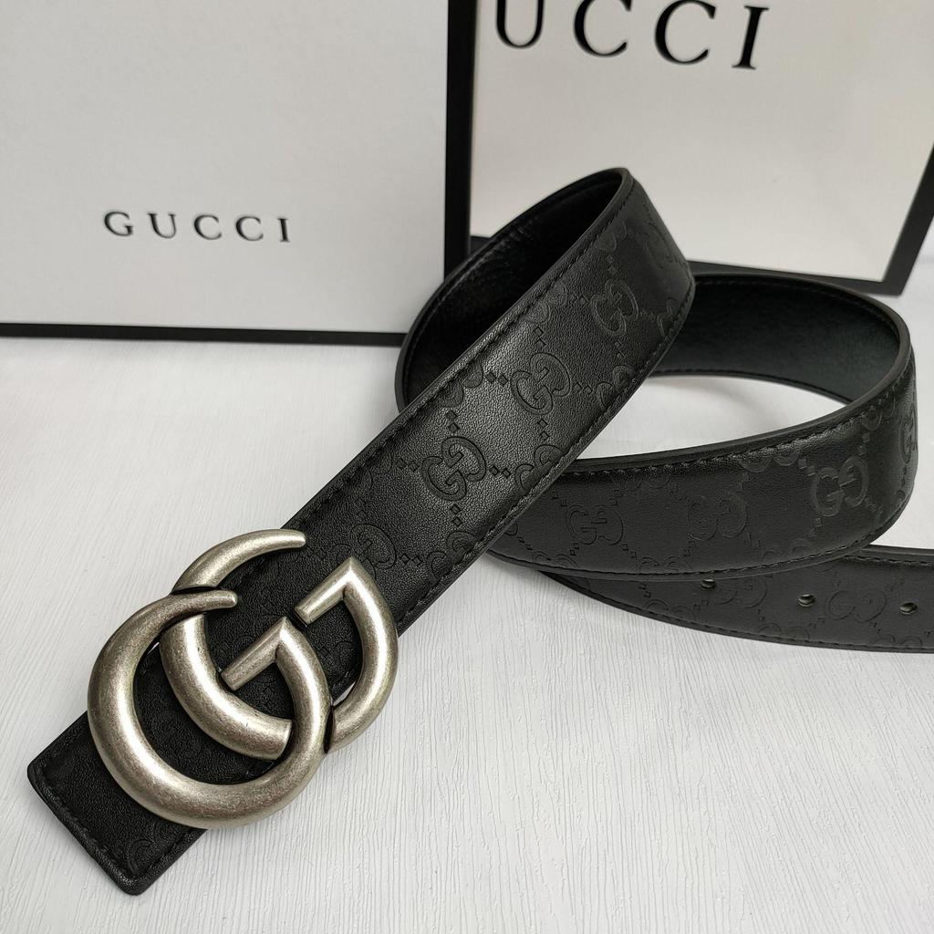 Pánský univerzální kožený pásek s přezkou Double G - Trendy ležérní & Business pásek
