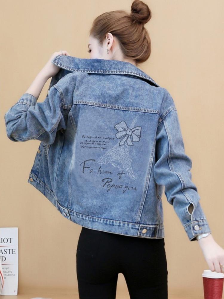 Women's Slim-Fit Versatile Vintage Denim Jacket - Korean Style for Spring/Autumn 2025