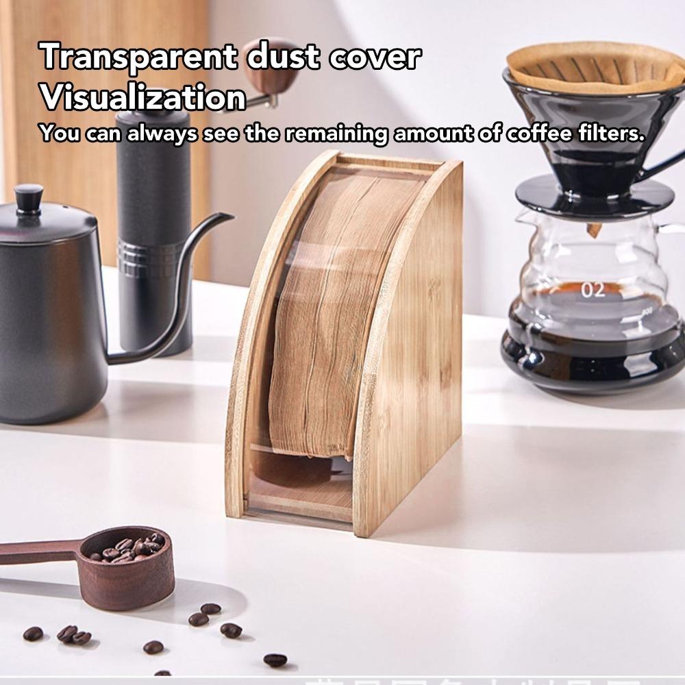 Solid Wood Coffee Filter Holder Fan Shaped Coffee Filter Organizer  Coffee Station