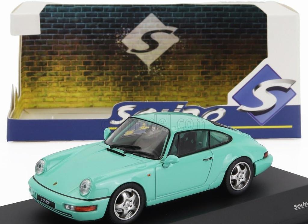 Solido Porsche 911 964 RS Diecast Car Scale Clubsport Coupe 1994 1/43 (Light Green) [Used]