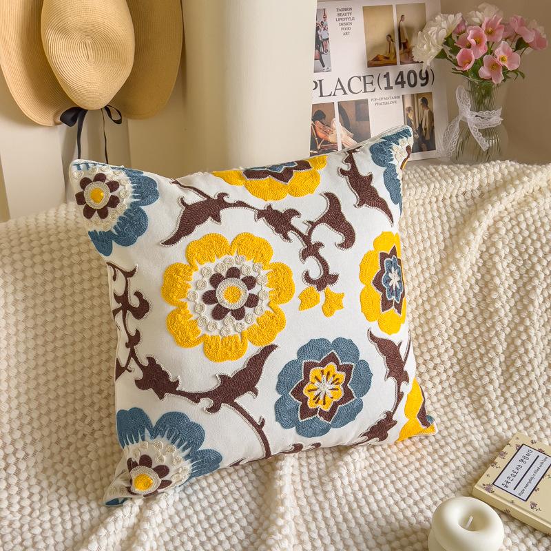 1PC Plant Flower Pattern Polyester Cushion Cover, Pillow Cover, Room Decor, Bedroom Decor, Sofa Decor, Collectible Buildings Accessories