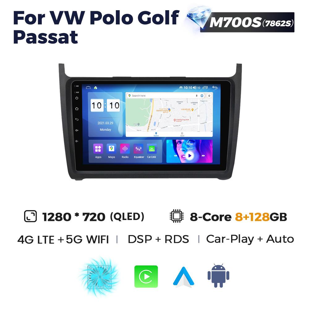 Navifly Wireless CarPlay Android Auto Radio For VW Volkswagen POLO 5 sedan 2008-2020 5G WIFI Car Multimedia 2DIN Stereo Receiver