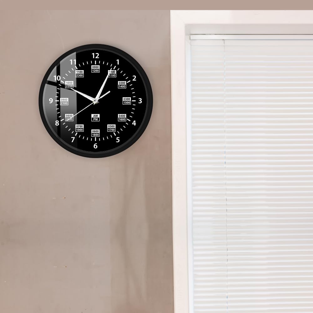 

Настенные часы 12 дюймов, 24-часовой военный формат времени, бесшумные, с плавным ходом, на батарейках, армейские, военно-морские, морские, профессиональные, с металлическим корпусом, настенные часы для мужчины