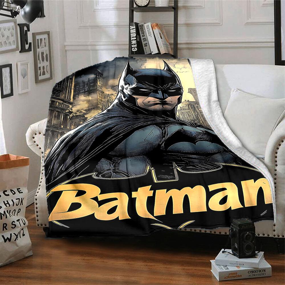 1pc Batman Hero Flannel Throw Blanket Lightweight Soft Warm All Season Blanket for Sofa, Bed, Travel, Camping L1024143