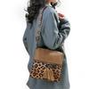 Leopard Print Shoulder Bag Women's Retro Multi-Layer Mobile Phone Bag