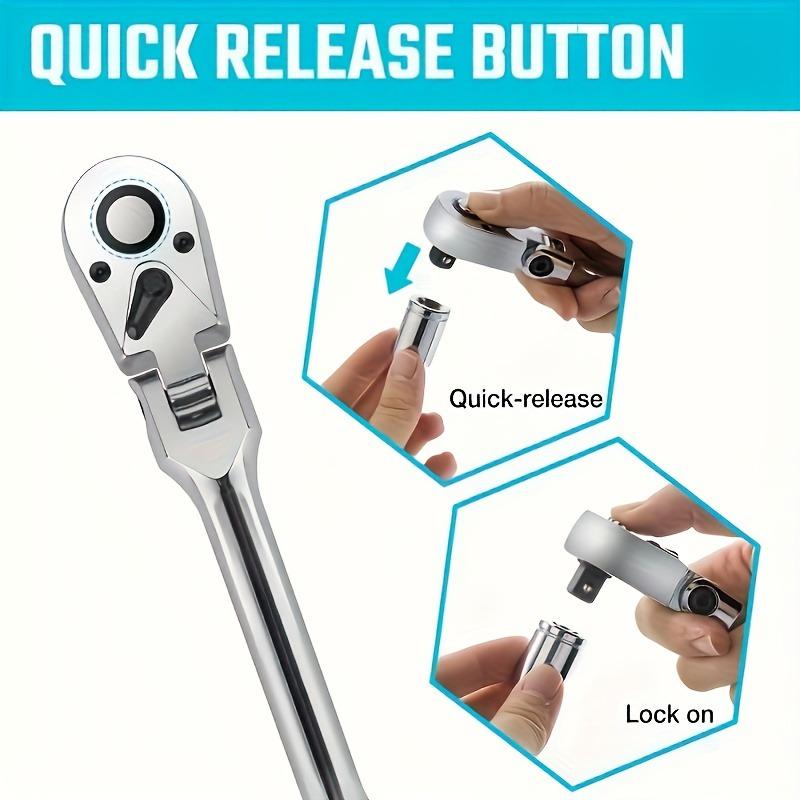 6PCS Ratchet Wrench Set 1/4 3/8 1/2 Inch Dual Pawl Ratchets with Extension Rod Chrome Molybdenum Steel Tool