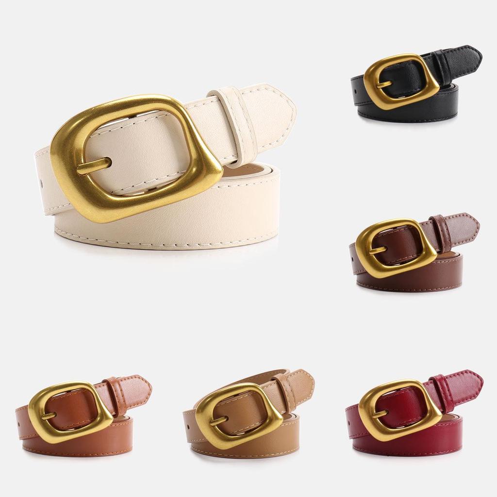 Color Solid Simple Belt With Irregular Square Needle Buckle Design For Use Daily